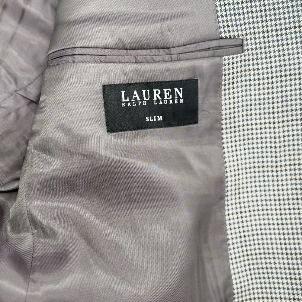Lauren by Ralph Lauren Men's 40L Wool Silk Blend Slim Sport‎ Coat Houndstooth